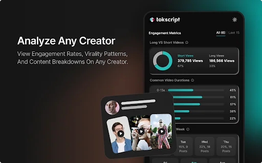 Tokscript: Ang Pinakamahusay na TikTok Analytics at Downloader - Screenshot 2